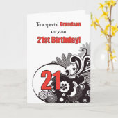 Grandson, 21. Geburtstag Religiöse Wirbel Karte (Gelbe Blume)