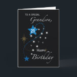 Grandson 21. Geburtstag Star Inspiration Schwarz Karte<br><div class="desc">Als dein Enkel 21 wird,  feiert diese inspirierende Geburtstagskarte mit ihm. Ermutigen Sie ihn,  seinen eigenen wahren Stern zu finden und darauf zu achten!</div>