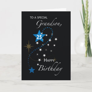 Grandson 25. Geburtstag Star Inspiration Schwarz Karte