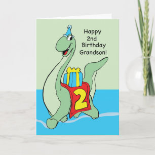 Grandson, 2. Geburtstag Dinosaurier Karte