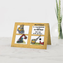 Grandson 2. Geburtstag Personalize Name Trucks Karte