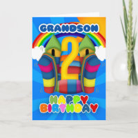 Grandson 2. Geburtstagskarte mit Burg Bouncy