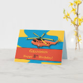 Grandson, 3. Geburtstag mit Helicopter Karte (Gelbe Blume)