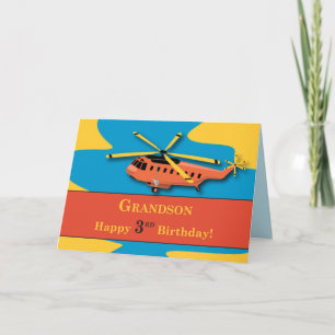 Grandson, 3. Geburtstag mit Helicopter Karte