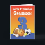 Grandson 3. Geburtstagssportbälle Karte<br><div class="desc">Es wird bald der 3. Geburtstag deines Enkels sein. Und für einen speziellen Jungen wie ihn wäre diese Sportbälle-Karte der passendste,  um ihm einen besonderen Tag zu geben. Nimm diese Karte heute!</div>