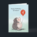 Grandson 4. Geburtstag Niedlicher Igel mit Ballon Karte<br><div class="desc">Machen Sie eine fröhliche Feier für Ihren lieben Enkel,  sobald er seinen 4. Geburtstag feiert. Um das zu tun,  können Sie ihm einfach mit dieser lustigen Karte,  die zeigt einen niedlichen Igel,  der einen roten Ballon mit der Nummer 4 auf.</div>