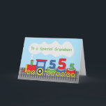 Grandson 5. Geburtstag farbenfroher Zug auf Schien Karte<br><div class="desc">Drei Züge ziehen die Zahlen fünf,  fünf und fünf und legen nahe,  dass diese Karte für einen Enkel ist,  der einen 5. Geburtstag feiert. Wenn Ihr Enkel einer ist,  der das wird,  dann sollten Sie schon heute eine Kopie dieser Karte bekommen!</div>