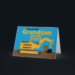 Grandson 5. Geburtstag Gelber Bagger Name hinzufüg Karte<br><div class="desc">Eine lustige fünfte Geburtstagskarte für einen Enkel, der Baumaschinen und Erdbeweger Liebe. Es hat einen gelben Bagger an der Vorderseite mit einem Bereich auf dem Taxi, wo Sie den Namen der Baufirma in den Namen Ihres Enkels ändern können. Die Nummer 5 wird im Eimer des Diggers zusammengefasst.Wenn Sie die große...</div>