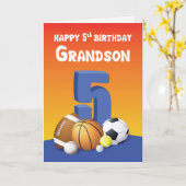 Grandson 5. Geburtstagssportzentren Karte (Gelbe Blume)