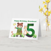 Grandson 5th Birthday Watercolor Bear and Fox Karte (Gelbe Blume)