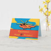 Grandson, 6. Geburtstag mit Hubschrauber Karte (Gelbe Blume)