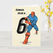 Grandson 6. Geburtstag Superhero Karte (Gelbe Blume)