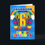 Grandson 6. Geburtstagskarte mit Burg Bouncy Karte<br><div class="desc">Eine sonnige,  glückliche 6. Geburtstagskarte mit brauner Burg</div>