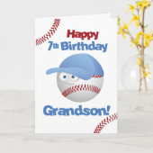 Grandson 7th Birthday Funny Baseball Face Karte (Gelbe Blume)