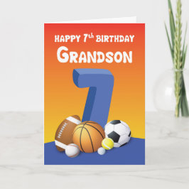 Grandson 7th Birthday Sports Balls Karte