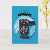 Grandson 7th Birthday Train, Little Boy, Blue Karte (Gelbe Blume)