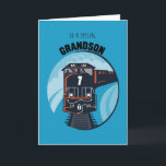 Grandson 7th Birthday Train, Little Boy, Blue Karte<br><div class="desc">The last seven years have been much happier thanks to a special little boy. Surprise your Grandson on his 7th Birthday with this cute black and red Train with a big number 7 on a blue background.</div>