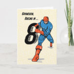 Grandson 8th Birthday Superhero Karte<br><div class="desc">This superhero,  carrying the number 8,  is racing to let a special grandson know that you think so much of him - that he is a superhero! Perfekt card to send to your grandson who is turning 8 years old.</div>