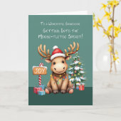 Grandson Adorable Funny Moose Weihnachten Karte (Gelbe Blume)