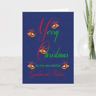 Grandson and Partner Christmas Scrolls Feiertagskarte