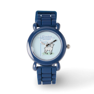 Grandson Baptisk Blue Boy Lamb Personalisiert Armbanduhr