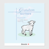 Grandson Baptisk Blue Boy Lamb Personalisiert Aufkleber (Blatt)