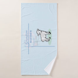 Grandson Baptisk Blue Boy Lamb Personalisiert Badehandtuch