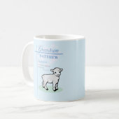 Grandson Baptisk Blue Boy Lamb Personalisiert Kaffeetasse (Vorderseite Links)