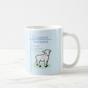 Grandson Baptisk Blue Boy Lamb Personalisiert Kaffeetasse