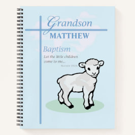 Grandson Baptisk Blue Boy Lamb Personalisiert Notizblock