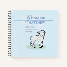 Grandson Baptisk Blue Boy Lamb Personalisiert Notizblock