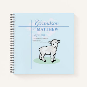 Grandson Baptisk Blue Boy Lamb Personalisiert Notizblock