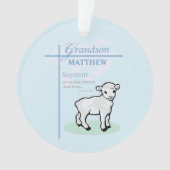 Grandson Baptisk Blue Boy Lamb Personalisiert Ornament (Vorderseite)