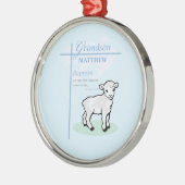 Grandson Baptisk Blue Boy Lamb Personalisiert Ornament Aus Metall (Links)