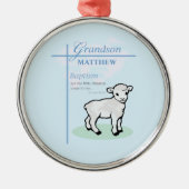 Grandson Baptisk Blue Boy Lamb Personalisiert Ornament Aus Metall (Vorne)