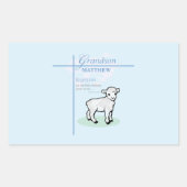 Grandson Baptisk Blue Boy Lamb Personalisiert Rechteckiger Aufkleber (Vorderseite)