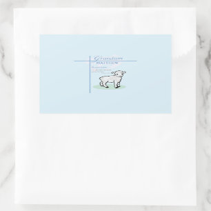 Grandson Baptisk Blue Boy Lamb Personalisiert Rechteckiger Aufkleber