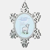 Grandson Baptisk Blue Boy Lamb Personalisiert Schneeflocken Zinn-Ornament (Rechts)