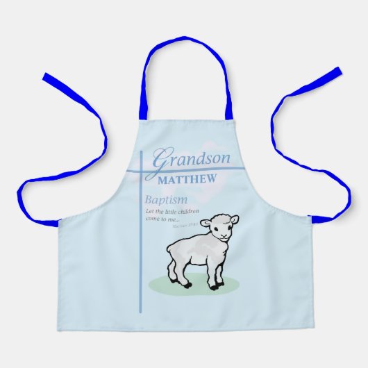 Grandson Baptisk Blue Boy Lamb Personalisiert Schürze (Vorderseite)