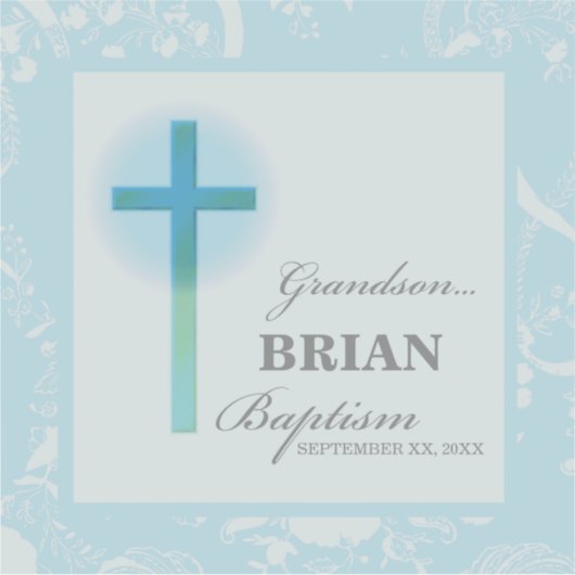 Grandson Baptisk Blue Lace Personalisiert Aufkleber (Vorderseite)
