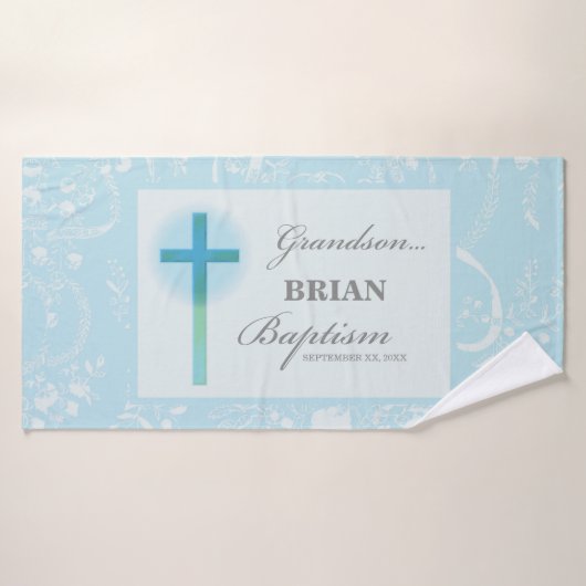 Grandson Baptisk Blue Lace Personalisiert Badehandtuch (Badehandtuch)
