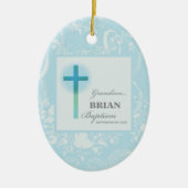 Grandson Baptisk Blue Lace Personalisiert Keramik Ornament (Vorne)