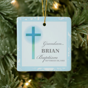 Grandson Baptisk Blue Lace Personalisiert Keramikornament