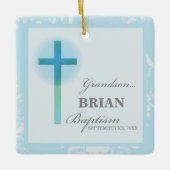 Grandson Baptisk Blue Lace Personalisiert Keramikornament (Vorderseite)