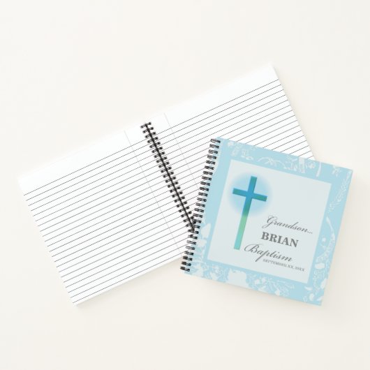 Grandson Baptisk Blue Lace Personalisiert Notizblock (Innenseite)