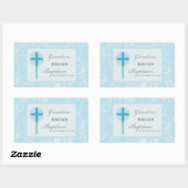 Grandson Baptisk Blue Lace Personalisiert Rechteckiger Aufkleber (Blatt)