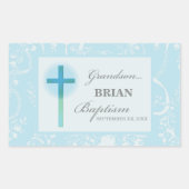 Grandson Baptisk Blue Lace Personalisiert Rechteckiger Aufkleber (Vorderseite)