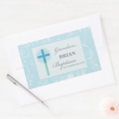 Grandson Baptisk Blue Lace Personalisiert Rechteckiger Aufkleber (Umschlag)