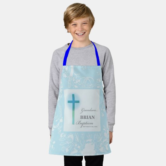 Grandson Baptisk Blue Lace Personalisiert Schürze (Getragen)