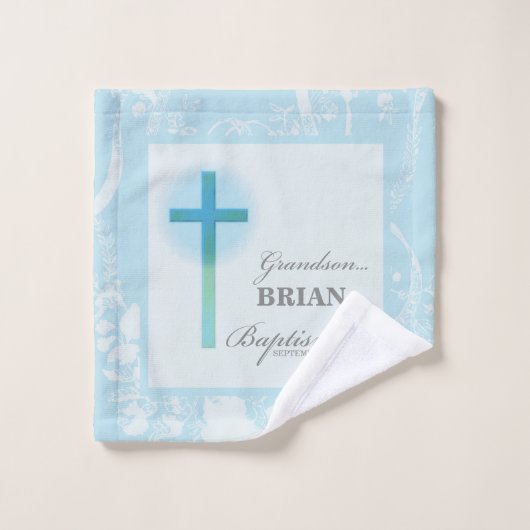 Grandson Baptisk Blue Lace Personalisiert Waschlappen (Waschlappen)